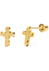 delightful teensy-weensy yellow gold cross earrings toddlers